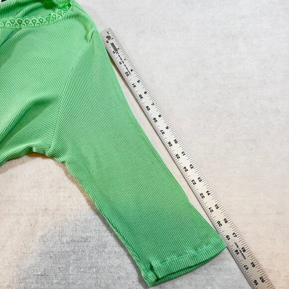 Button Up Top Carolyn Taylor Woman's XL Green Lace Trim Cotton Rayon Blend - Picture 7 of 13